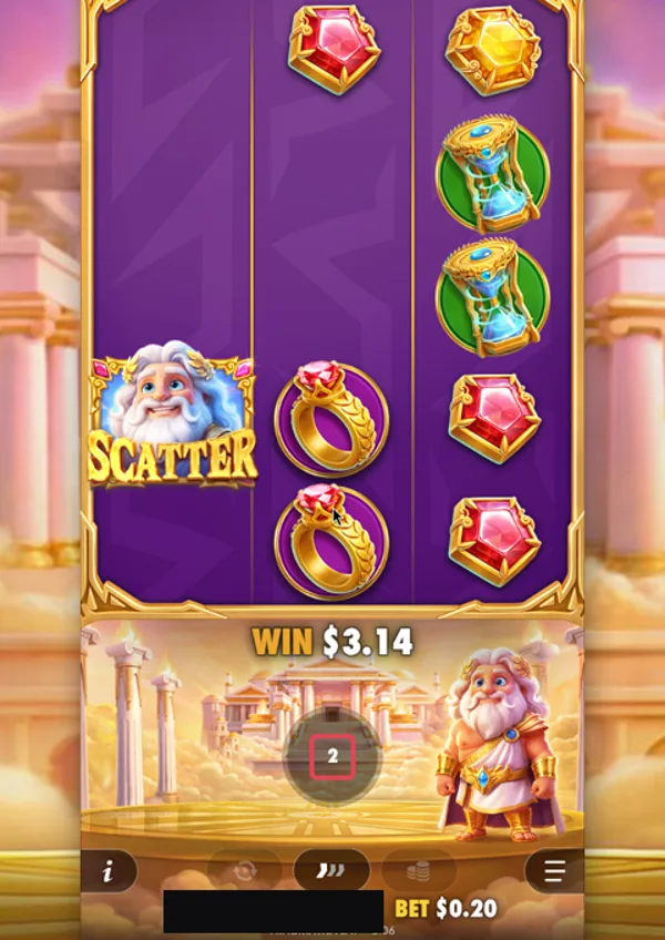 Gates of Olympus POP: a $3.14 tumble win in the base game
