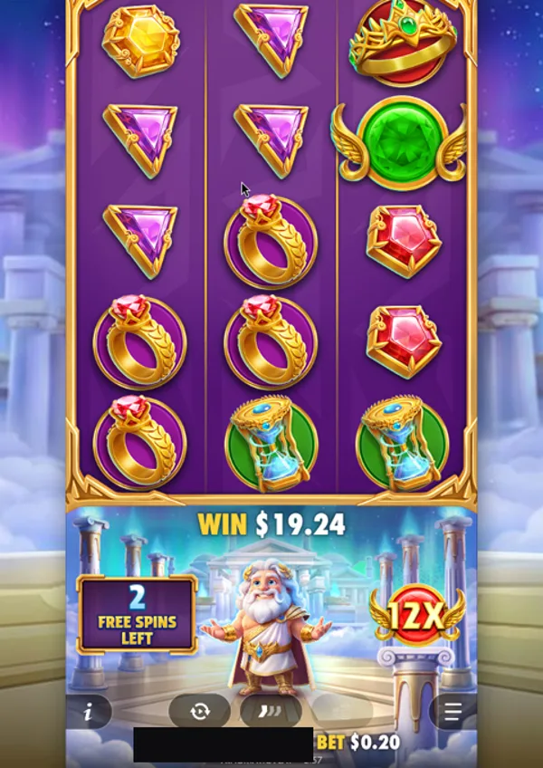 Gates of Olympus POP: free spins at $19.24 with a 12x running multiplier