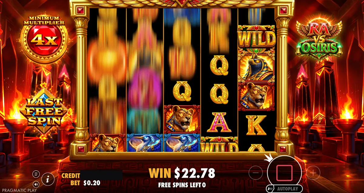 Ra vs Osiris: the first bonus ending on $22.78 at a 4x minimum